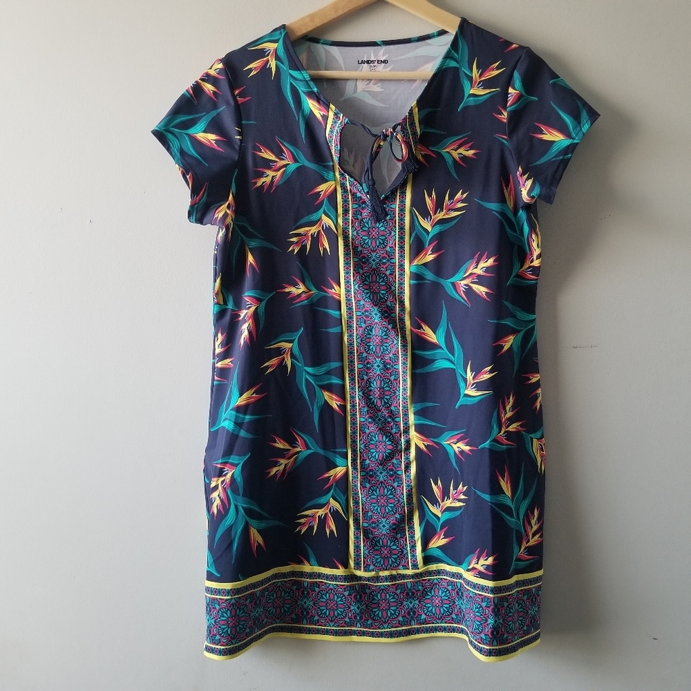 Lands End Floral Swim Cover Up Small Petite 6-8